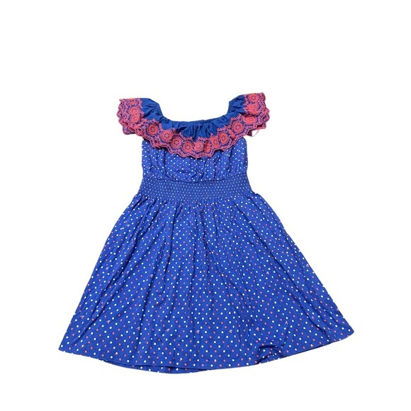 Lilly Pulitzer Dress Womens XL Blue Geometric Off Shoulder Smocked Short - Picture 4 of 12